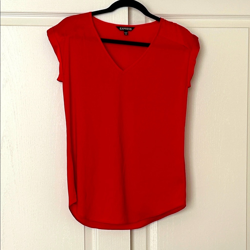 Express Red V-neck Shirt Size Small